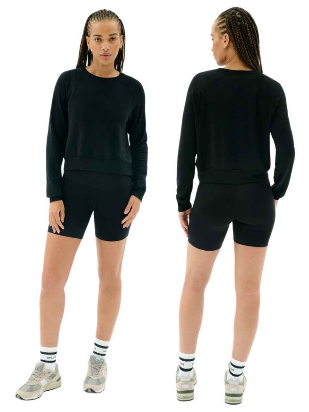 Splits59 Brooks Fleece Long Sleeve Sweatshirt Women's XS Black Active Lounge NWT